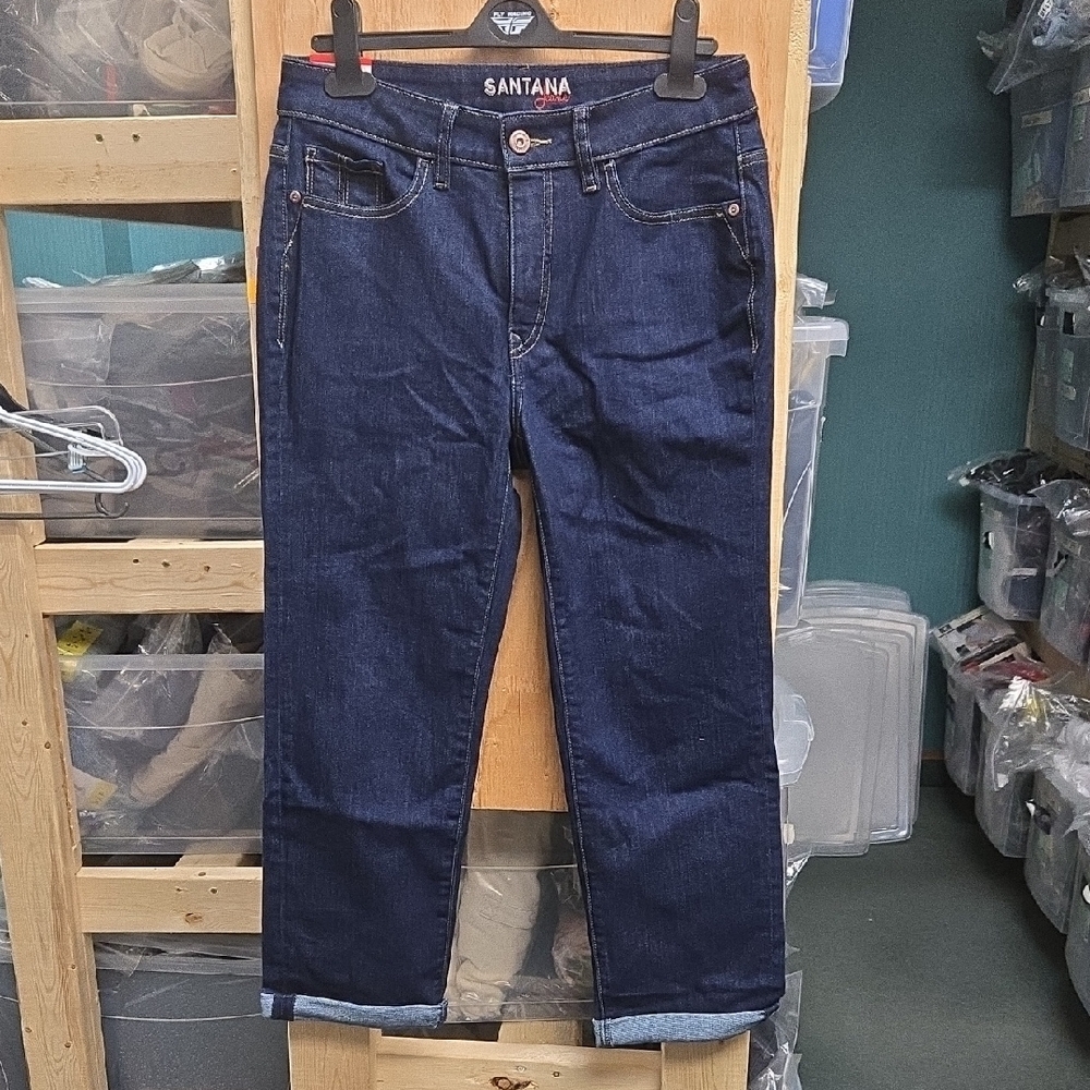 Santana Jeans Size 8 Dark Wash Mid Rise Classic Straight Capri Jean